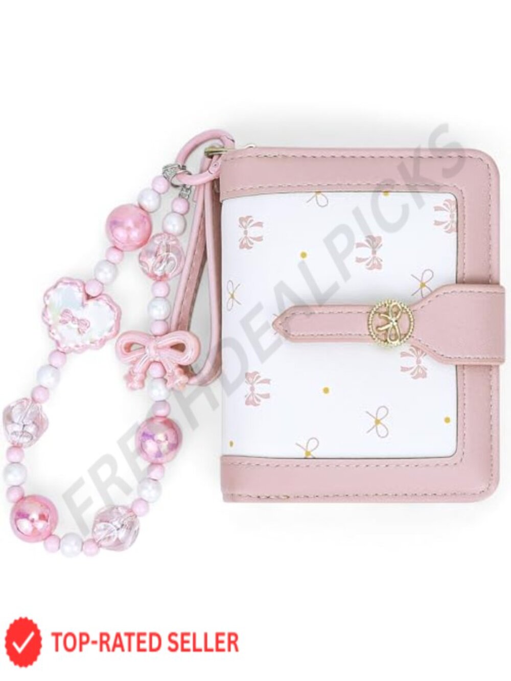 Compact PU Leather Women's Wallet with Bow Design 5 Card Slots ID Window